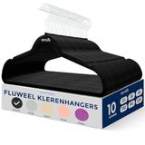 SereneLife Kleerhanger - Fluwelen Hangers - Antislip Ruimtebesparende Kledinghangers - 10 Stuks - Duurzaam en Sterk voor Hemden, Truien, Hoodies, Kinderkleding en Jurken - Lichtgewicht - Zwart