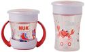 NUK Magic Cup & Mini Magic Cup drinkbekers, duoset | lekvrije 360° drinkrand | vanaf 6 maanden en 8 maanden | lekvrij en BPA-vrij | 160ml & 230ml | rood