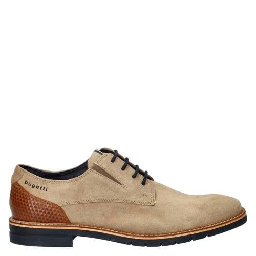 Bugatti suède veterschoenen beige