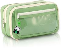 Étui sans marque avec 9 compartiments - Grande trousse pour l'école et le bureau - Vert