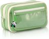 Étui sans marque avec 9 compartiments - Grande trousse pour l'école et le bureau - Vert