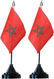 Shoppartners Bv Drapeau Maroc drapeaux de table - 2 x pièces - drapeau de 10 x 15 cm - support noir