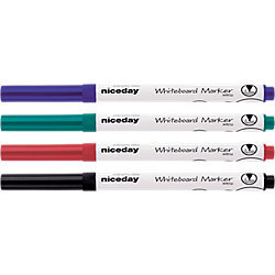 niceday WBS2 Whiteboardmarker Kogel Zwart blauw rood groen 4 Stuks