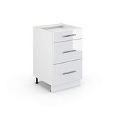 Vicco Keukenkast hangkast onderkast keukenblok hoogglans Fame-Line (wit hoogglans, ladeonderkast 50 cm)