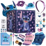 Disney Stitch Adventskalender 2023, schrijfwaren, speelgoed, accessoires, stickers, Lilo en Stitch Advent Calendar voor kinderen (Paars, Stitch, kubus)