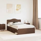 vidaXL Bedframe Bruin Eiken Massief Grenenhout 120 x 190 cm
