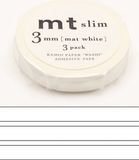 MT Masking tape Slim Washi Tape - 3 rollen 3 mm x 7 meter - Wit