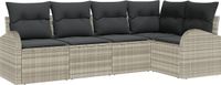 vidaXL - Bankstel - met - kussen - Lichtgrijs - Polyester