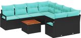 vidaXL - Tuinbank - Set - 8 zitplekken - Zwart - Polyrattan