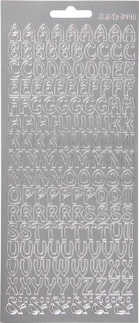 Zilveren alfabet stickers - 10x23 cm - 1 vel