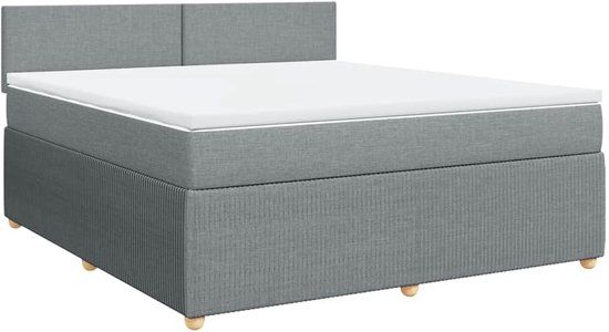 vidaXL Boxspring met matras stof lichtgrijs 180x200 cm