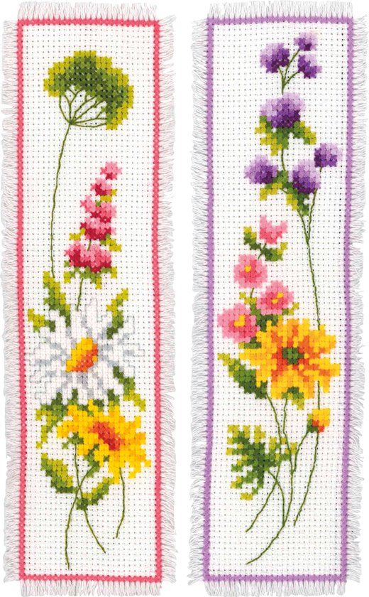 Vervaco - Bladwijzer kit - Bloemen set van 2