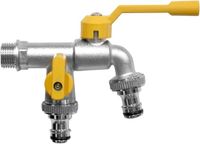 Merkloos VHV Messing dubbele afvoerkraan voor buiten - 3/4 inch - Geel