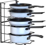 Support de couvercle sans marque, support de couvercle de tiroir pour couvercle de casserole, planches à découper, assiettes et casseroles avec 5 compartiments réglables, organisateur de casseroles et de casseroles, noir