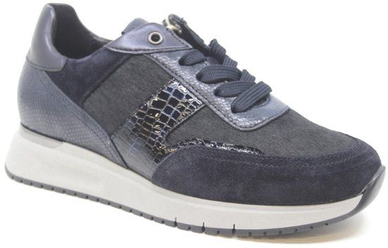 Gabor Dames Sneakers Blauw Leer Ritssluiting