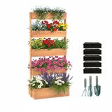 Relaxdays Verticale tuin - 180x80x48 cm - 5 bakken - met accessoires - bruin