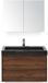BES LED Dante Badmeubelset 80 cm - Walnoot - Wastafel Hardsteen Wit Lucca met Spiegelkast