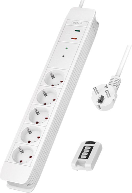 LogiLink LPS402 - Stekkerdoos 5-voudig met afstandsbediening - 1.5m