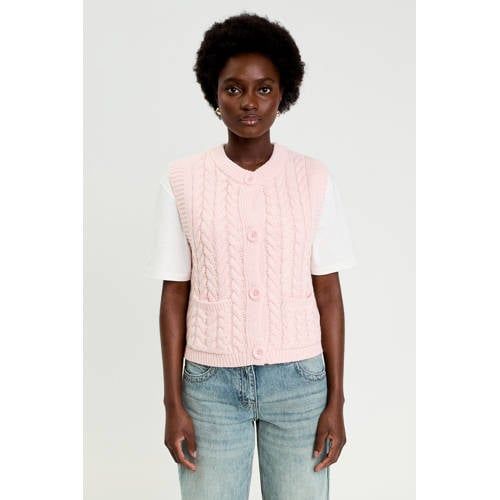 Cache Cache Gebreid Vest Lichtroze