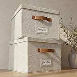 ZICOTO Decoratieve mappendoosset van 2 - opvouwbare linnen archiefkasten met handgrepen