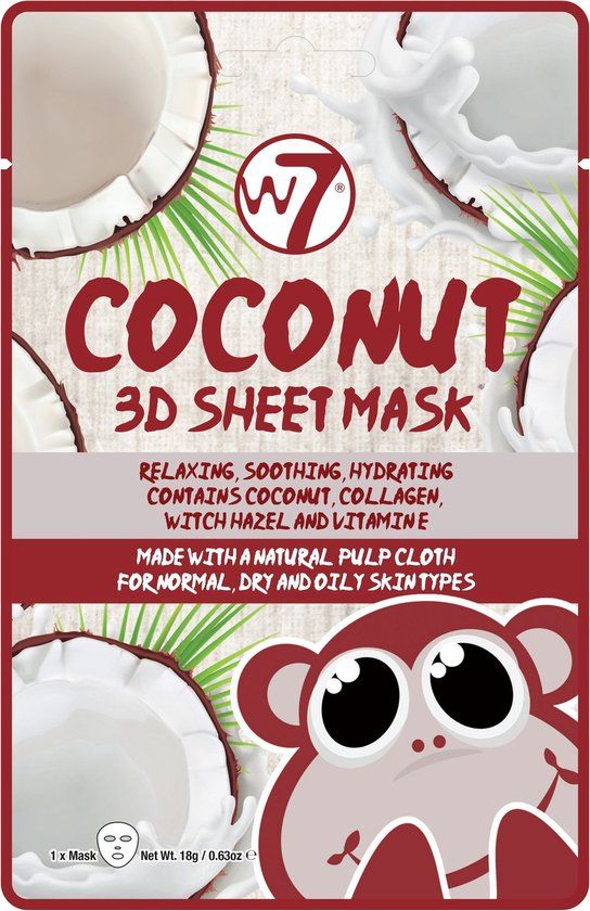 W7 3D Sheet Mask Coconut - 3 stuks