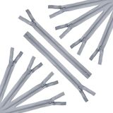 Trimz 25 cm Grijze one-Way End Stop Zip met 4mm Tanden 10 Stks, Polyester