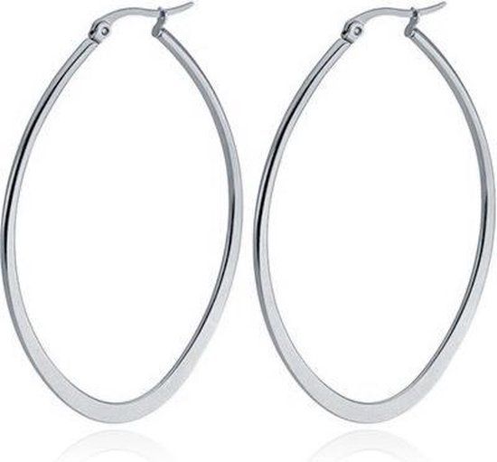 Cilla Jewels Ovale oorbellen Edelstaal Zilverkleurig-50mm