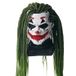 Masque Robot Clown Futuriste avec Perruque de Tresses Vertes, Masque d'Halloween Effrayant pour Hommes Adultes, Masque de Cosplay Joker Sinistre pour Fête d'Halloween, Maison Hantée, Accessoire de Fête Costumée