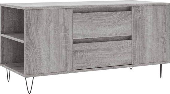 vidaXL Salontafel 102x44,5x50 cm bewerkt hout grijs sonoma eikenkleur