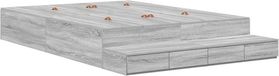 vidaXL Opbergbedframe met lade Grijs Sonoma 135 cm Bewerkt hout