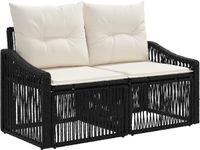 vidaXL - Tuin - Sofa - 2-Aantal - zitplaatsen - Zwart - poly - rattan