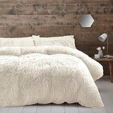 Catherine Lansfield Biała pościel dwuosobowa z mikropluszu 200x200 cm Cuddly