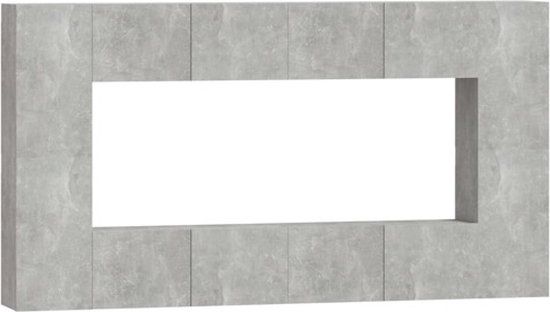 vidaXL - 8-delige - Tv-meubelset - bewerkt - hout - betongrijs