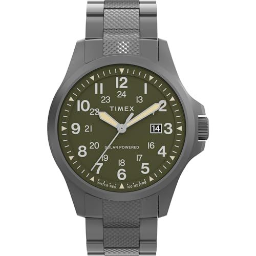 Timex Expedition North Men's Watch, 41 mm, Gunmetal Stainless Steel Bracelet, Green Dial, Gunmetal Case, TW2Y30100
