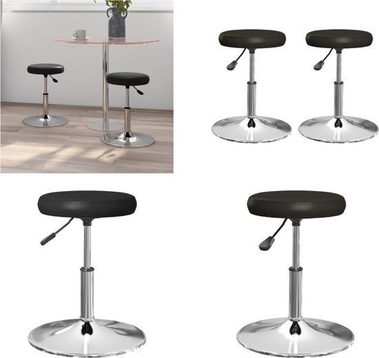 vidaXL Eetkamerstoelen - 2 stuks - Kunstleer - Zwart