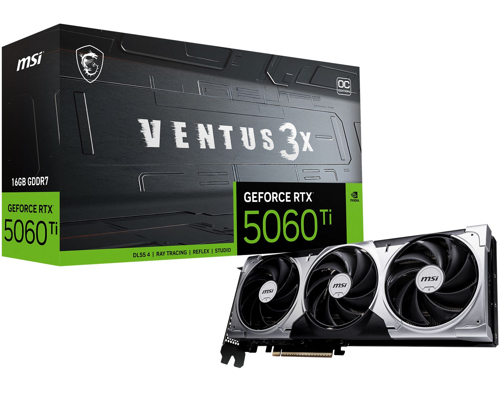 MSI VENTUS GeForce RTX 5060 Ti 16G 3X OC - 16GB GDDR7 Graphics Card