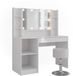 Vicco Kaptafel set met kruk Sherry, Wit/Wit Hoogglans, 119.8 cm met spiegel en kruk