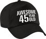 Bellatio Decorations Verjaardag cadeau petje - Awesome 45 year old - 45 jaar - zwart - volwassenen - baseball cap