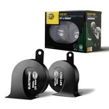 HELLA VALUEFIT Meertonige luchthoorn - HELLA eLONG-LIFE HORN TE40 SET - 12V - 112dB(A) - 400Hz-500Hz - Hoge toon/Lage toon - Electrisch - ECE - Behuizingskleur: Zwart - Aantal: 2-3FH 007 728-981