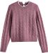 Next - Dames - Kabelgebreide trui met kraag met kanten rand - Roze