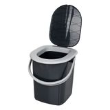 BranQ Home Essential 100% gerecycled kunststof PP, mobiel campingtoilet, 22 liter met max. draagkracht tot 120 kg, antraciet, eenheidsmaat