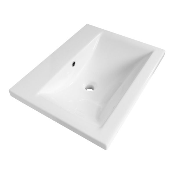 Saniclass Bari meubelwastafel 60x3.5x46.5cm met overloop 1 wasbak 0 kraangaten Keramiek Wit 2250