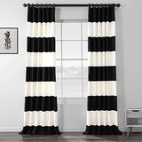 HPD Half Price Drapes Horizontale gestreepte gordijnen voor woonkamer 50 x 120 (1 paneel), PRCT-HS06-120, wit, katoen, onyx zwart en gebroken wit, 50 x 120 inch