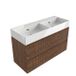 Saniclass Badkamermeubelset - 120x45x72cm - Legend keramische wastafel wit - 2 wasbakken - zonder kraangaten - 2 lades - mat walnut pure