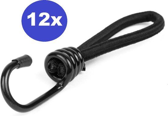 12 x Spanelastieken met haak (enkele) 6 mm 20 cm