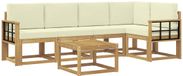vidaXL Ensemble de canapé d'extérieur 6 pièces Blanc et crème Acacia massif