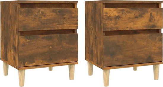 vidaXL Nachtkastjes - Set van 2 - 40x35x50 cm - Gerookt eikenkleurig