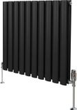 MonsterShop Monster Group BV Ovale kolomradiator & trv chroomkranen - zwart - 600x600mm - 2684 btu