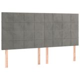 vidaXL Hoofdeind & Voeteind Lichtgrijs Polyester/Hout 2000x50x1180-1280 mm