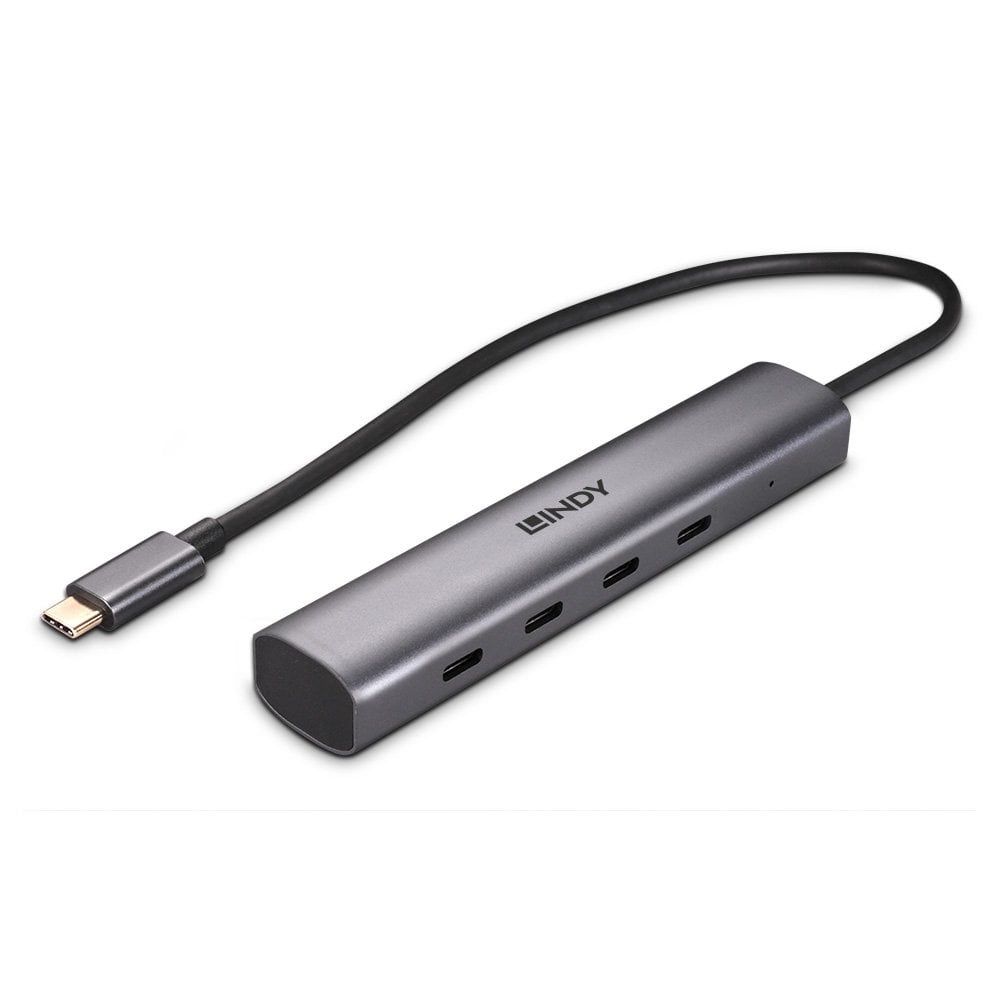 Lindy 43384 interface hub USB Type-C 10000 Mbit/s Grijs
